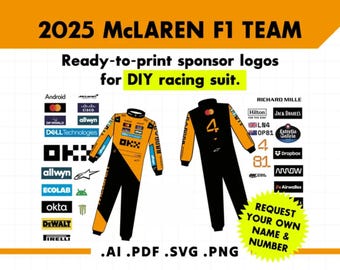 2025 Mclaren F1 Racing Suit Sticker Decal Logo Pack (digital Files