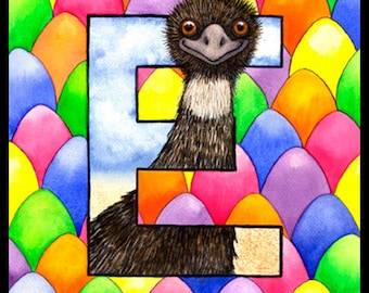 E= Enchanting Emus and Easter Eggs "E" Spelletoes ABC Placard