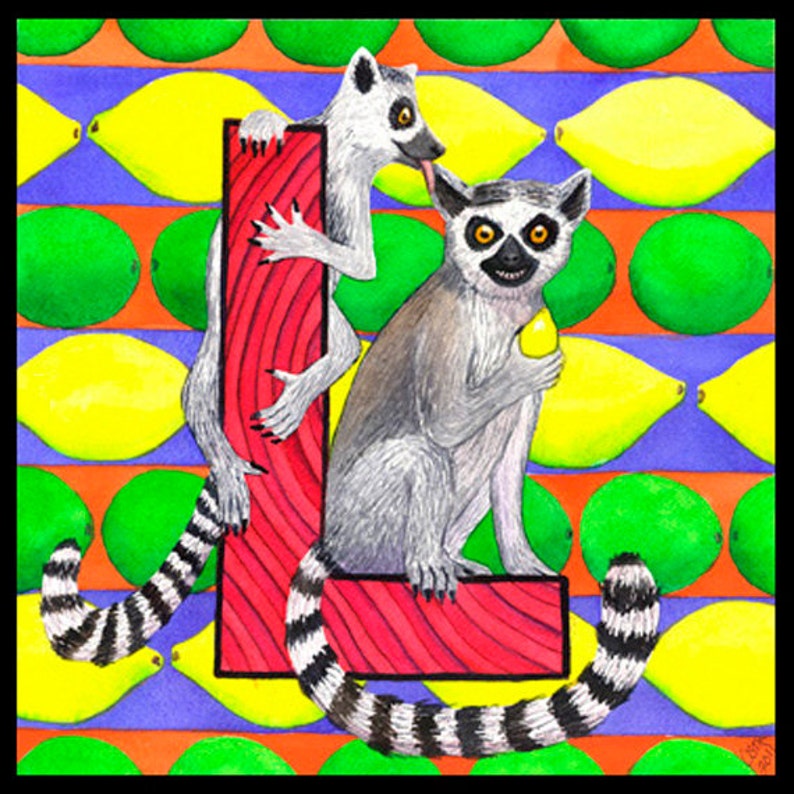 L is for Lemons, Limes and Lemurs on this L Spelletoes Alphabet Placards image 1