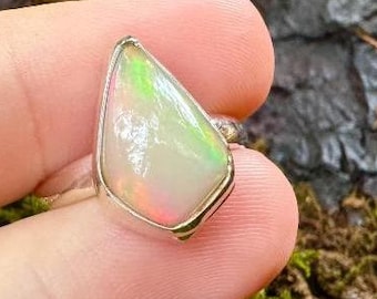 Sterling Silver Natural Ethiopian Opal Ring