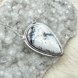 Statement Sterling Silver Dendrite Opal Necklace