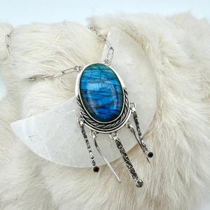 Statement Sterling Silver Labradorite//Garnet//Topaz//Iolite Necklace