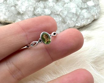 Sterling Silver Dainty Peridot Ring
