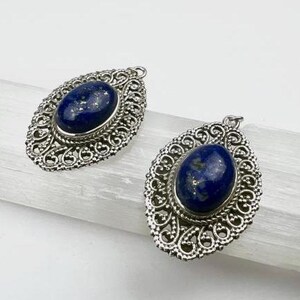 Statement Sterling Silver Lapis Lazuli Earrings