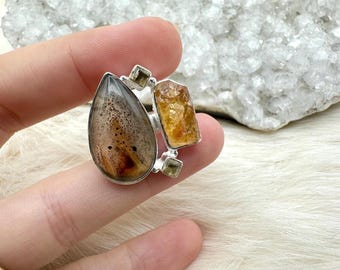 Sterling Silver Montana Agate//Citrine Ring
