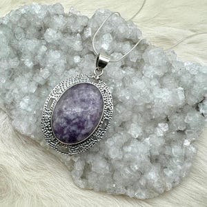 Statement Sterling Silver Lepidolite Pendant