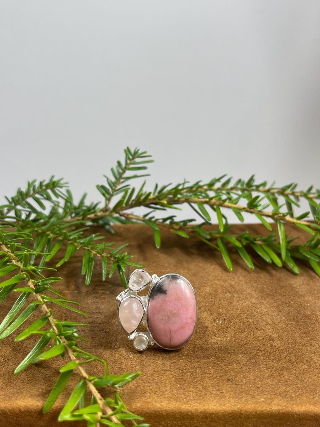 Sterling Silver Rhodonite//rose Quartz Ring - Etsy