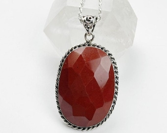 Statement Sterling Silver Red Jasper Pendant