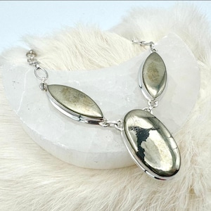 Sterling Silver Statement Hematite in Pyrite Necklace