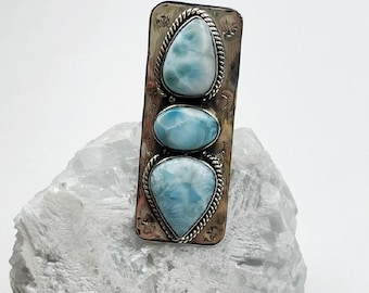 Statement Sterling Silver Larimar Ring