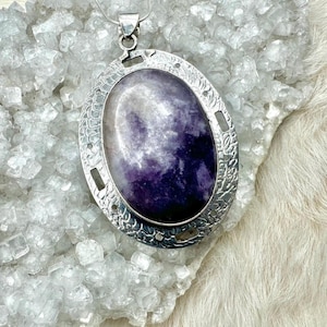 Statement Sterling Silver Lepidolite Pendant