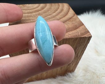 Statement Sterling Silver Larimar Ring