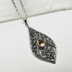 Sterling Silver Citrine Statement Pendant