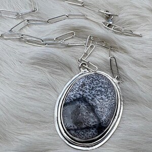 Statement Sterling Silver Dendrite Opal Necklace