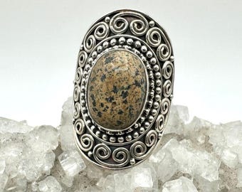 Sterling Silver Statement Dalmatian Jasper Ring