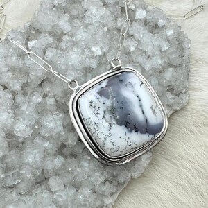 Statement Sterling Silver Dendrite Opal Necklace