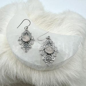 Sterling Silver Statement Rose Quartz Earrings