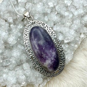 Statement Sterling Silver Lepidolite Pendant