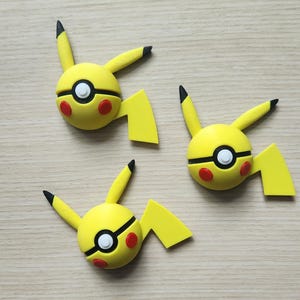 Pikachu Pokeball Magnet, 3D Printed Fridge Magnet