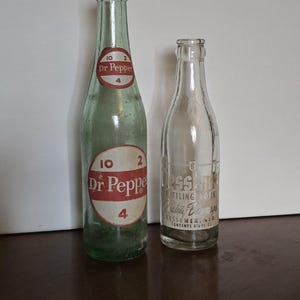 Set Of Collectible Soda Pop Bottles, Dr Pepper10, Bessemer Bottling Works, Bessemer, Al., 2 Bottles, FREE SHIPPING, Vintage Glass, No Cracks