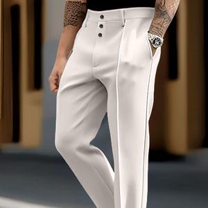 Men Cream Formal Pants ~Pants for Men  Official Wedding Trouser ~  Pants ~ Men&#39;s Trousers, State fit Pants