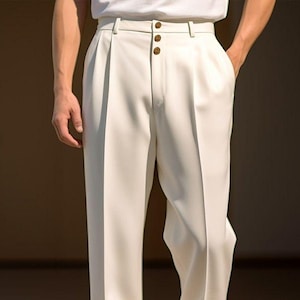 Men Cream Formal Pants ~Pants for Men  Official Wedding Trouser ~  Pants ~ Men&#39;s Trousers, State fit Pants