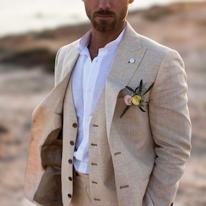 Mens 3 Piece Suits For Men Linen 3 Piece Suits Men Wedding Groom Wear Suits Men Slim Fit Party Wear Suits