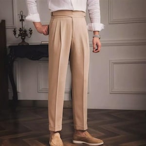 Men Beige Formal Pants ~Pants for Men  Official Wedding Trouser ~  Pants ~ Men&#39;s Trousers, State fit Pants
