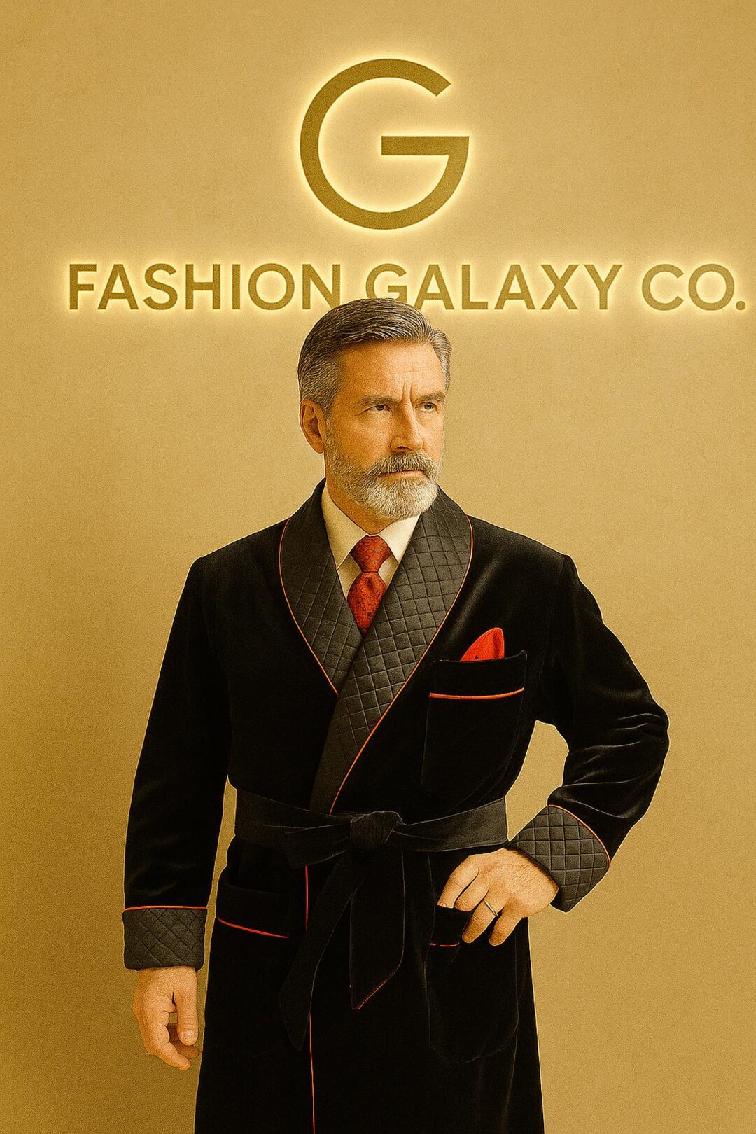 Mens Smoking Robes Men Casual Fit Velvet Quilted Robes Smoking Belted ...
