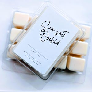 Sea Salt + Orchid Wax Melts | Fresh Floral Soy Wax Cubes | Handmade Spa-Scented Wax | Light Musk & Coastal Home Fragrance