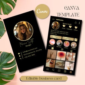 Instagram-stijl visitekaartje Canva-sjabloon. Bewerkbaar en afdrukbaar visitekaartje.