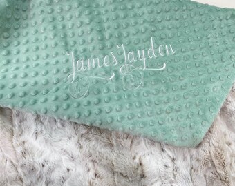 Personalized Minky Baby Blanket, Custom Name Embroidered Blanket, Soft Baby Shower Gift, Custom Color Nursery Blanket