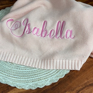 Personalized Embroidered Organic Cotton Baby Blanket: Custom Name Keepsake