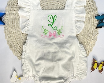 Personalized Embroidered Baby Romper: Organic Cotton Summer Jumpsuit
