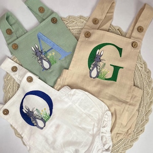 Personalized Baby Boy Romper, Embroidered Baby Gift, Monogram custom outfit, Baby Romper Organic Cotton, Easter boy outfit