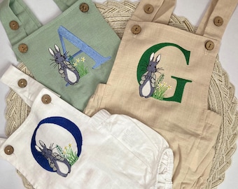 Personalized Baby Boy Romper, Embroidered Baby Gift, Monogram custom outfit, Baby Romper Organic Cotton, Easter boy outfit