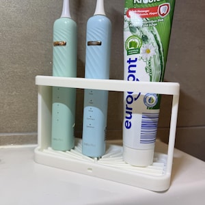 DoubleSmile Zahnbürstenhalter, 3D-gedruckter Bad-Organizer,  Zahnbürstenhalter für Paare, Modernes Badezimmer-Accessoire