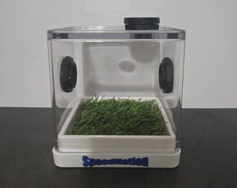 Acrylic Jumping Spider Enclosure, Feeding Port, Vents, Installed Floor (4x4x4)