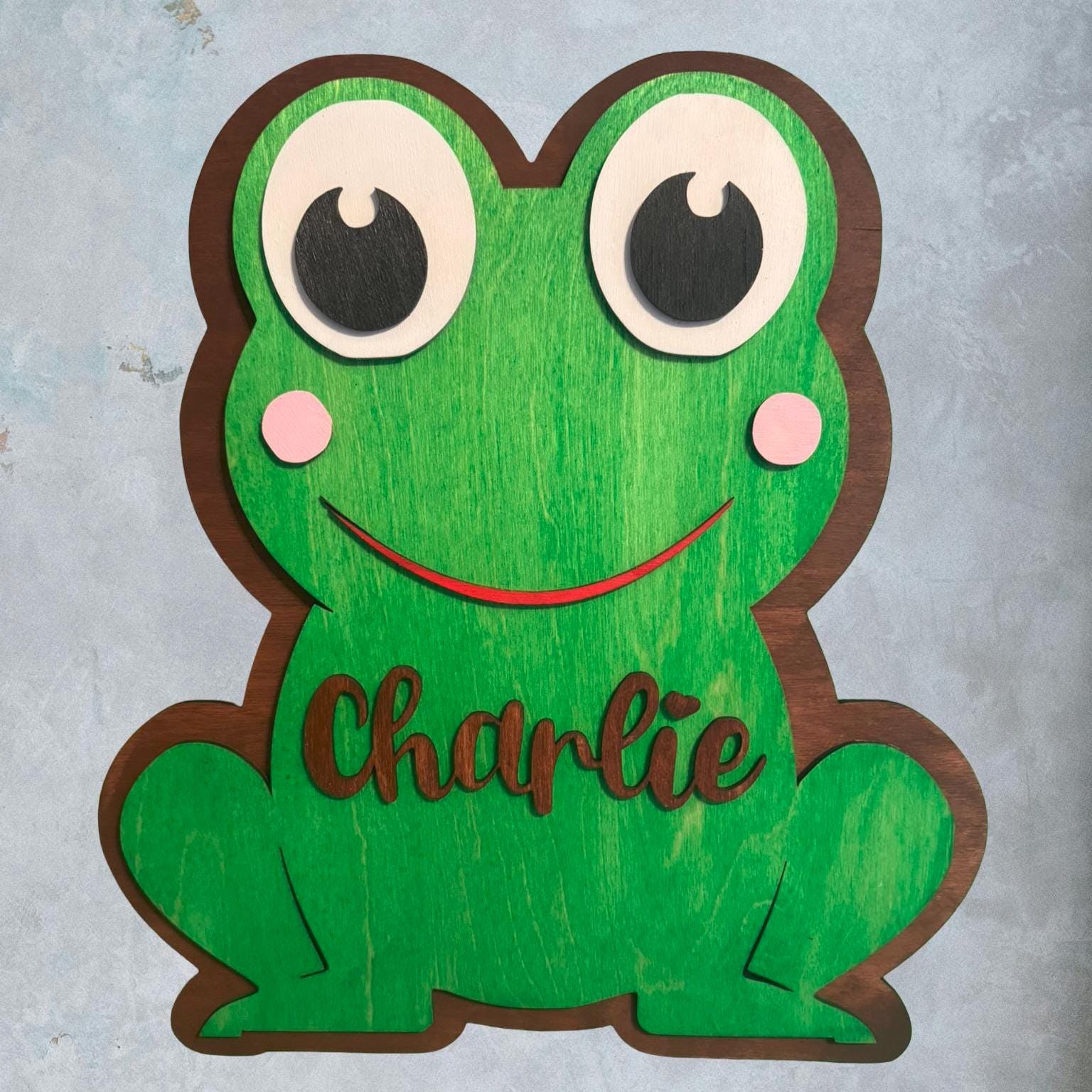 Personalized Wooden Frog Sign: Custom Name Nursery Wall Decor - Thumbnail 7