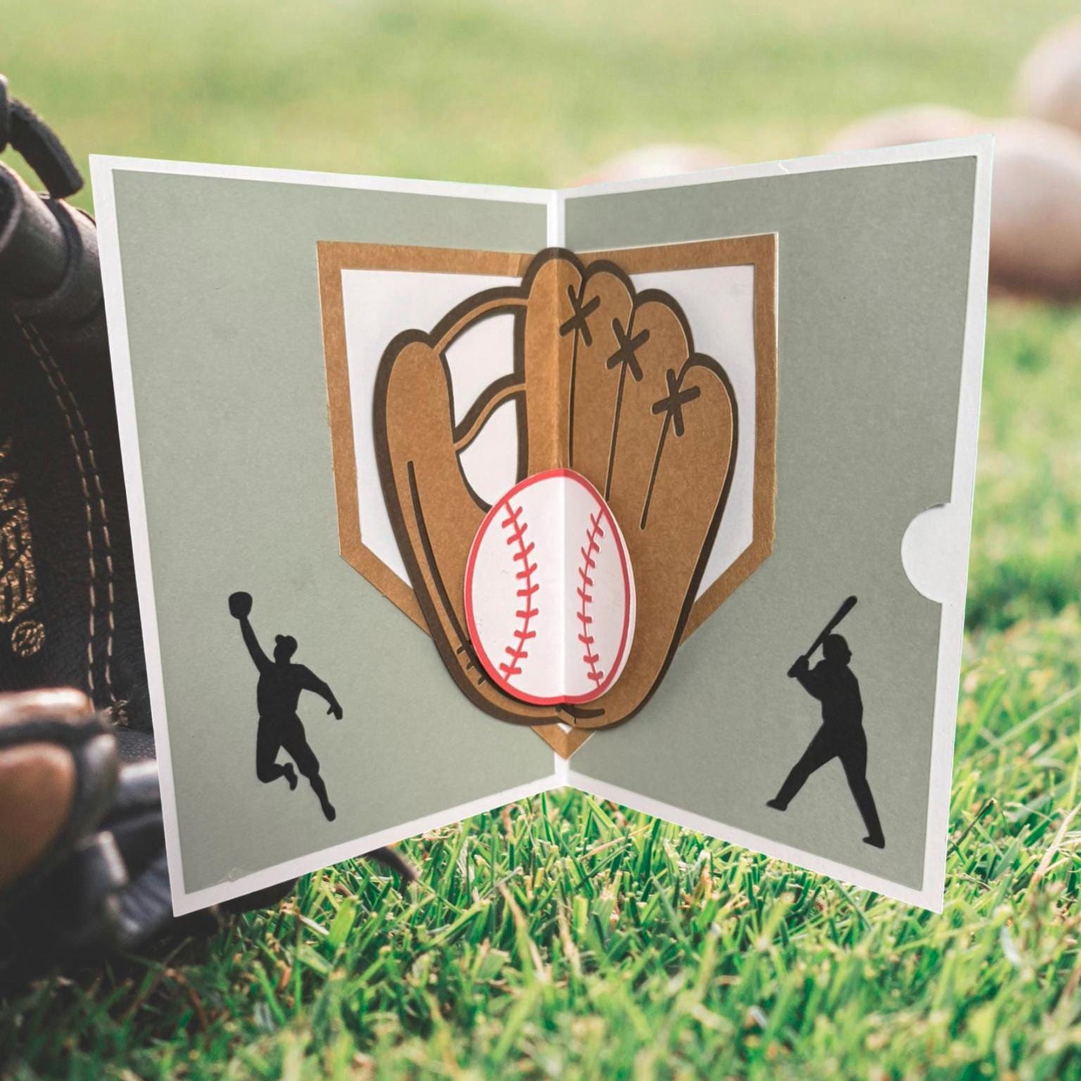Personalized Baseball Pop-Up Birthday Card – 3D Sports Card with Custom Number, Handmade Greeting with Envelope and Baseball Themed Insert - Thumbnail 7