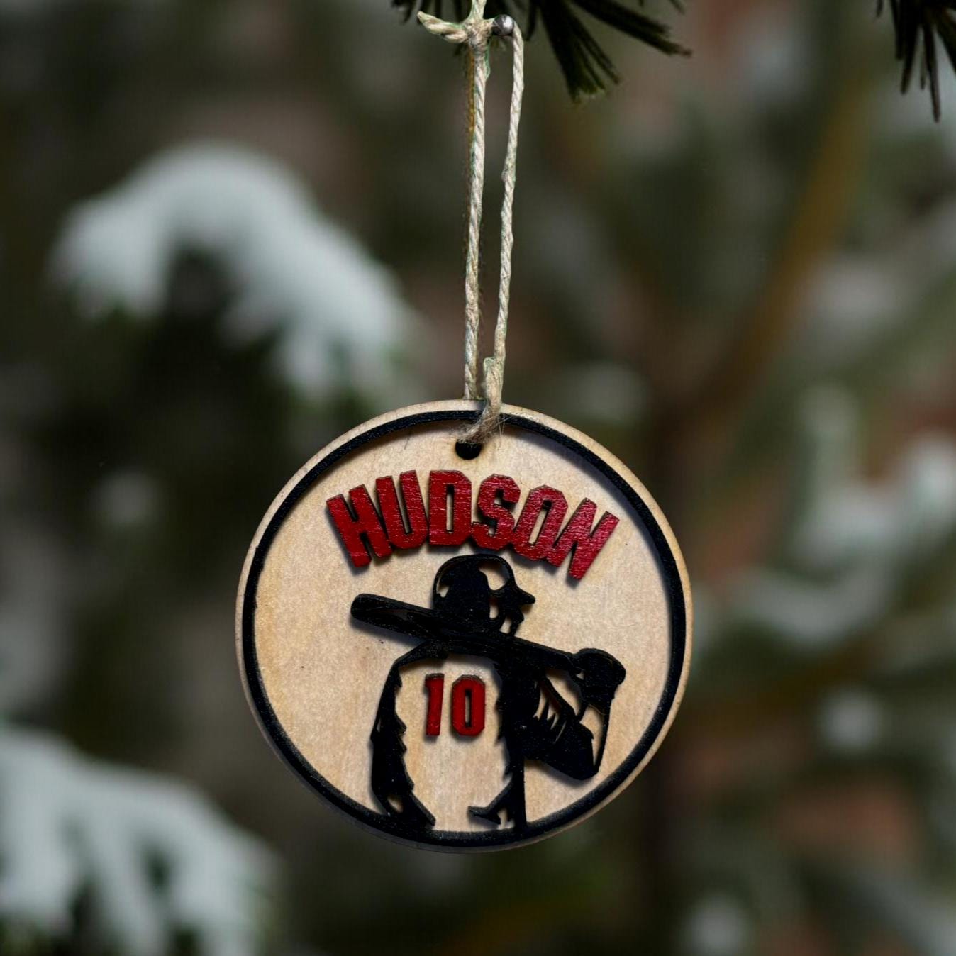 Personalized Baseball Ornament – 4” Round Layered Wood Design – Custom Name & Number – Sports Player Gift or Team Keepsake - Thumbnail 6