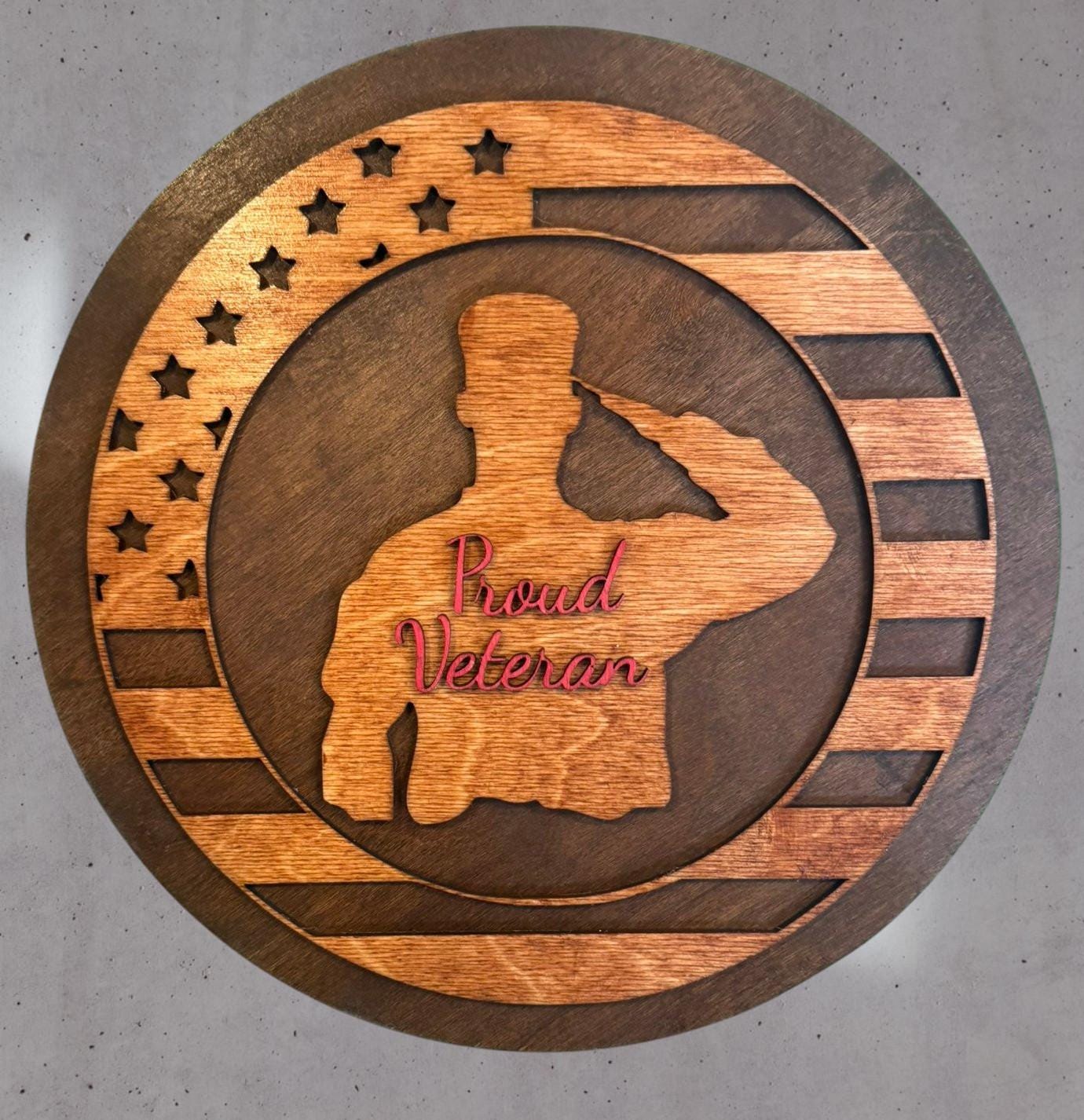 Handcrafted Wooden Veteran Sign: American Flag Patriotic Decor