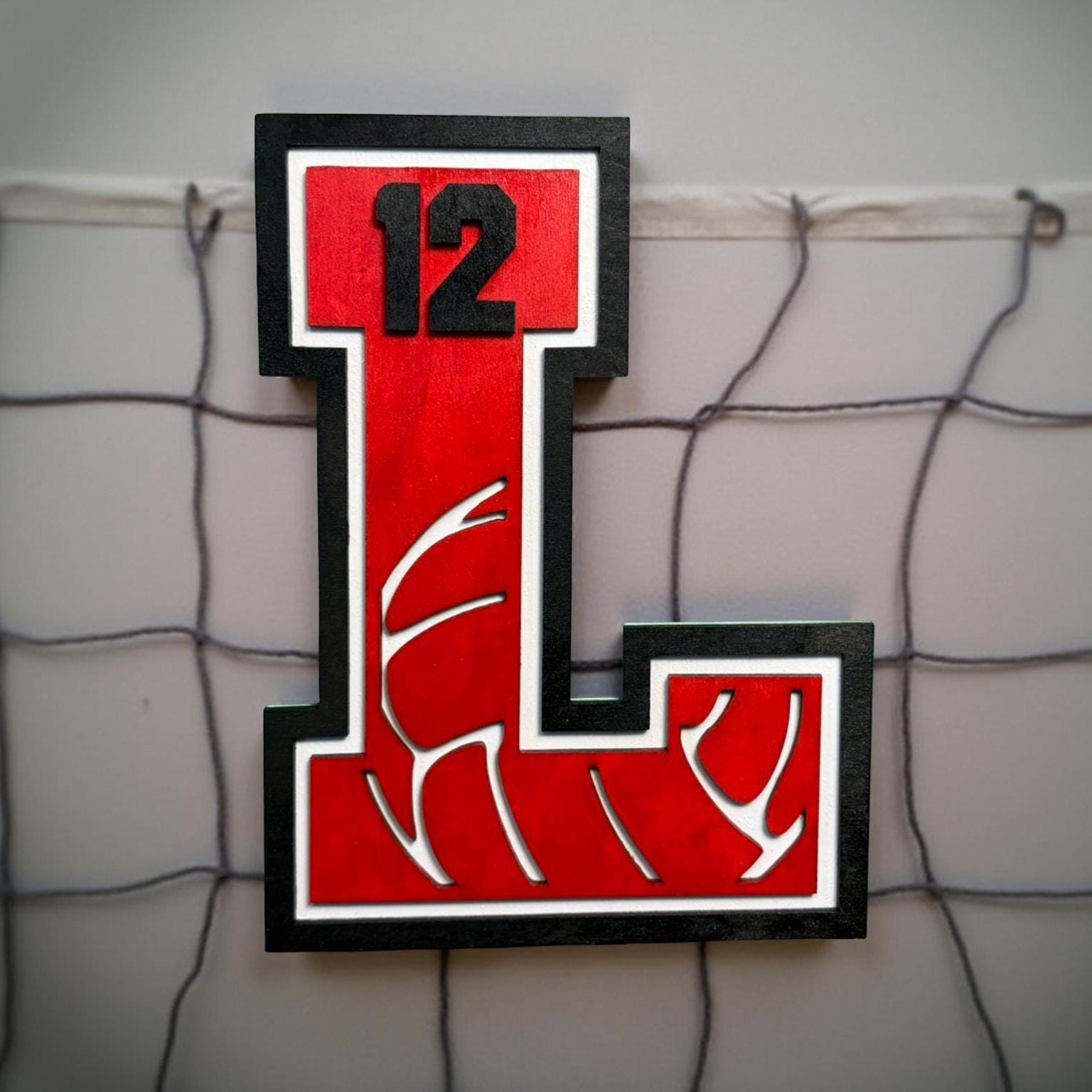 Custom Volleyball Letter Sign – Personalized 12" Wooden Wall Decor – Jersey Number & Team Colors – Sports Room or Coach Gift - Thumbnail 7