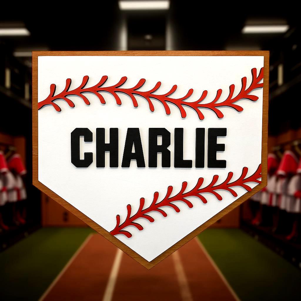 Personalized Baseball Home Plate Sign: Custom Name Wooden Wall Decor - Thumbnail 7
