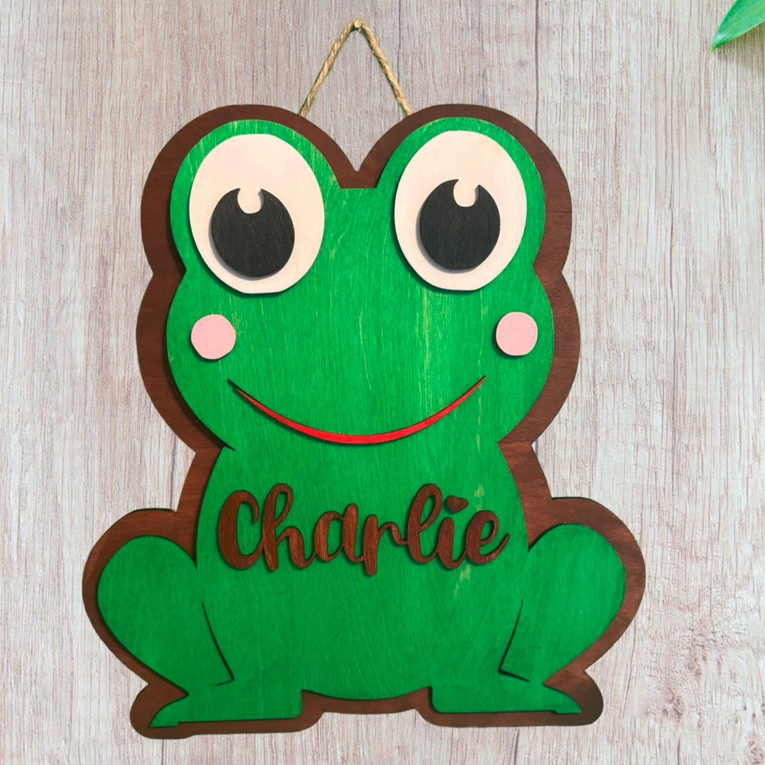 Personalized Wooden Frog Sign: Custom Name Nursery Wall Decor - Thumbnail 4