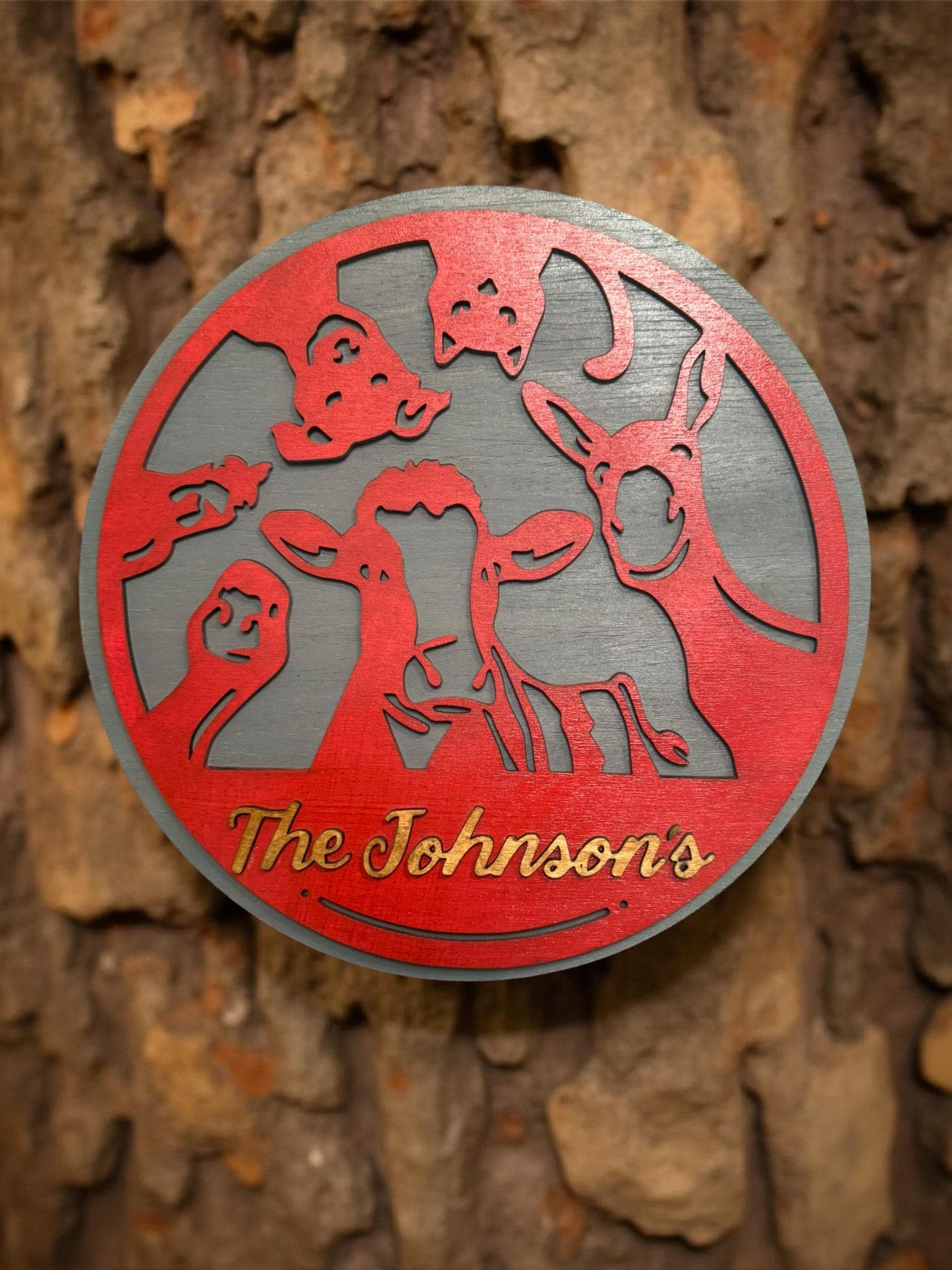 Personalized Farm Animal Wooden Sign: Rustic Family Name Decor - Thumbnail 5