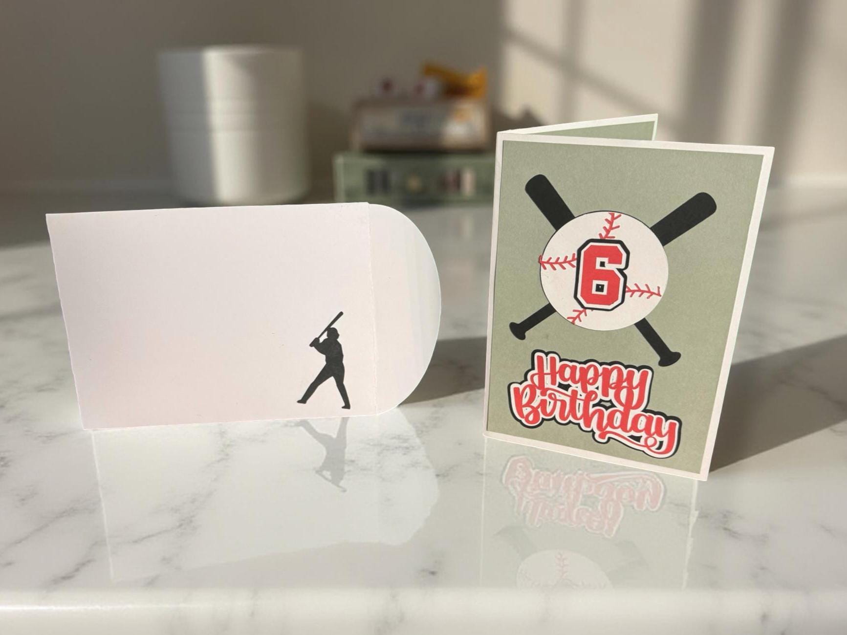 Personalized Baseball Pop-Up Birthday Card – 3D Sports Card with Custom Number, Handmade Greeting with Envelope and Baseball Themed Insert - Thumbnail 4