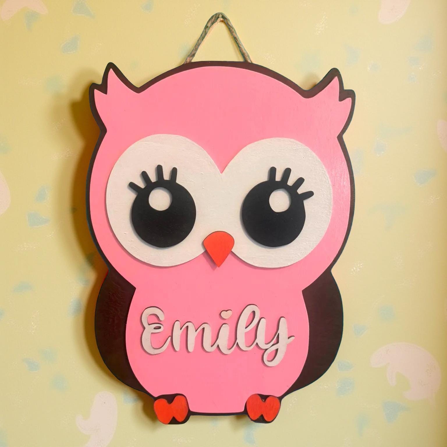 Personalized Wooden Owl Name Sign: 3D Layered Nursery Decor - Thumbnail 5