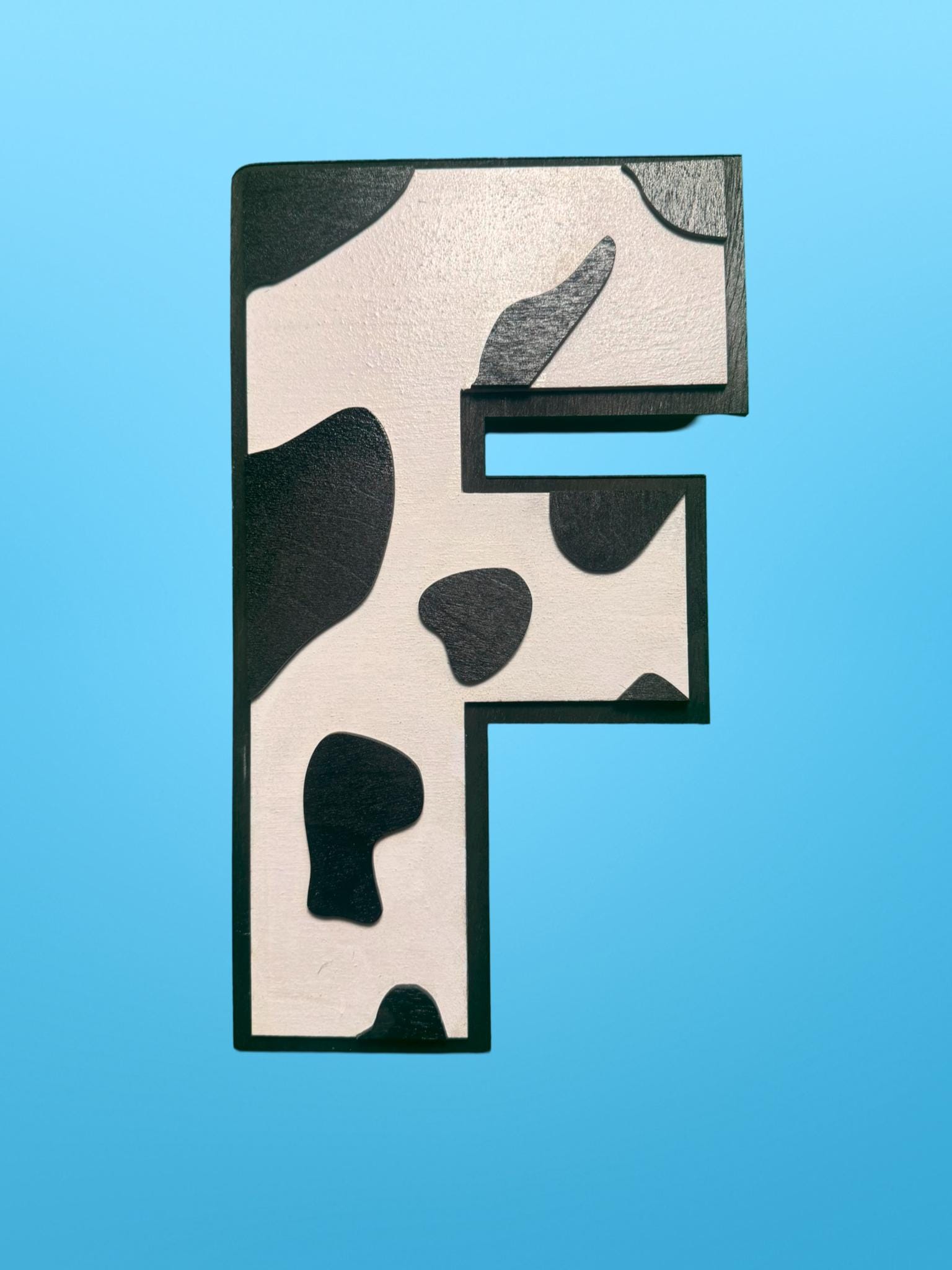 Personalized Cow Print Wooden Letter: Farmhouse Nursery Decor - Thumbnail 3