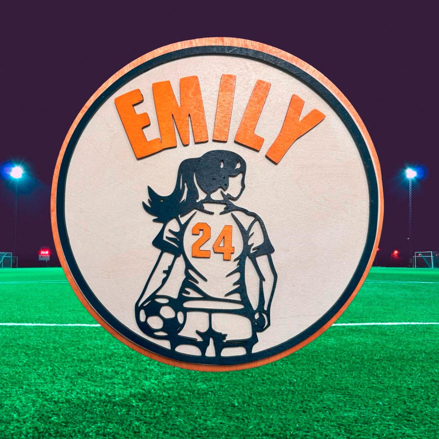 Custom Soccer Player Sign – Personalized Boy or Girl Wall Decor – 12" Wooden Name Sign – Handmade Sports Gift for Kids - Thumbnail 7